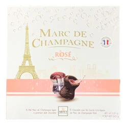 Abtey "Rosé Marc De Champagne" Champagne Cork Shape Dark Chocolate Pralines In Gift Box, 5.29 Oz