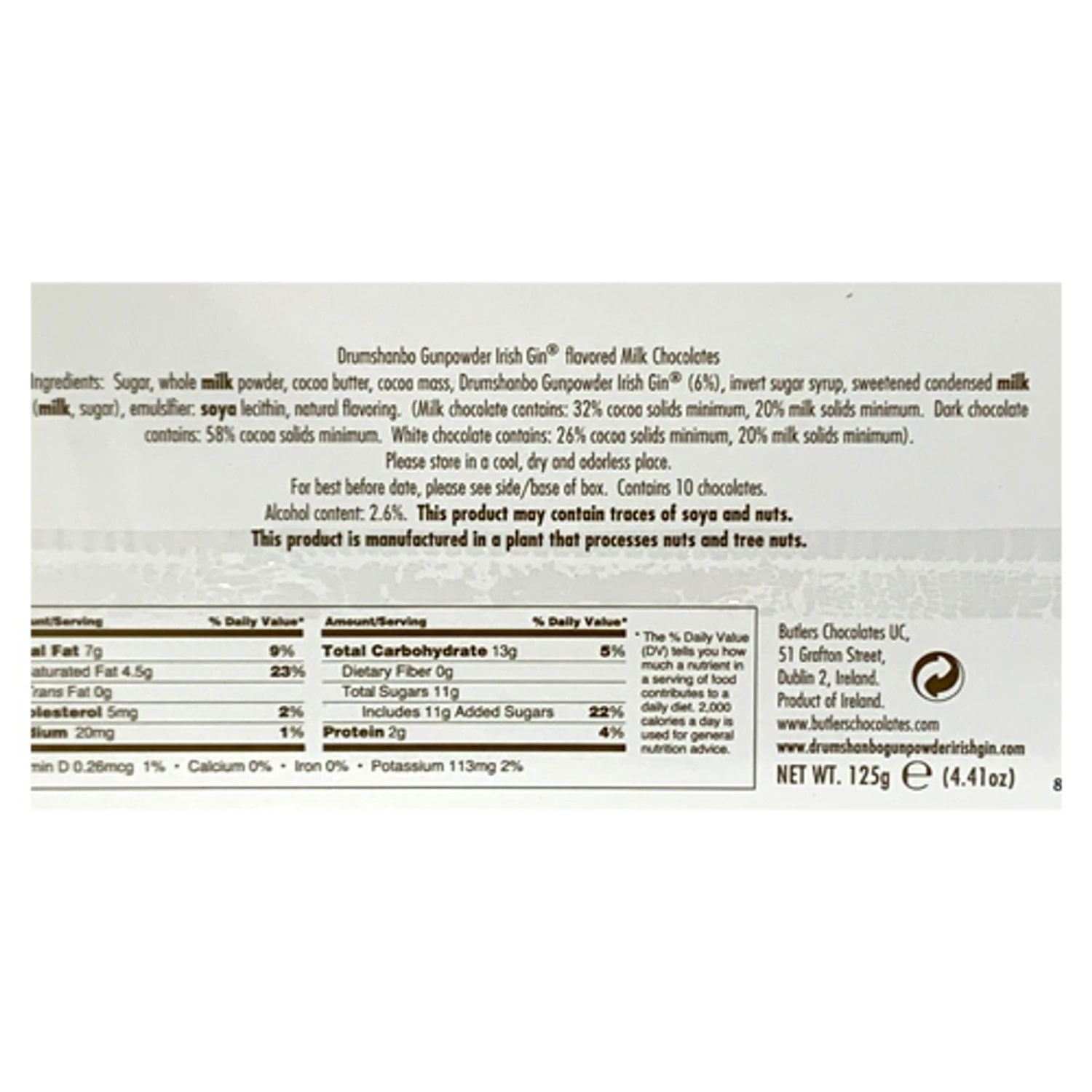 Butlers Irish Drumshanbo Gun Powder Gin Pralines, Milk Chocolate, 3.52 Oz 5 Butlers Irish Drumshanbo Gun Powder Gin Pralines, Milk Chocolate, 3.52 Oz - Image 3