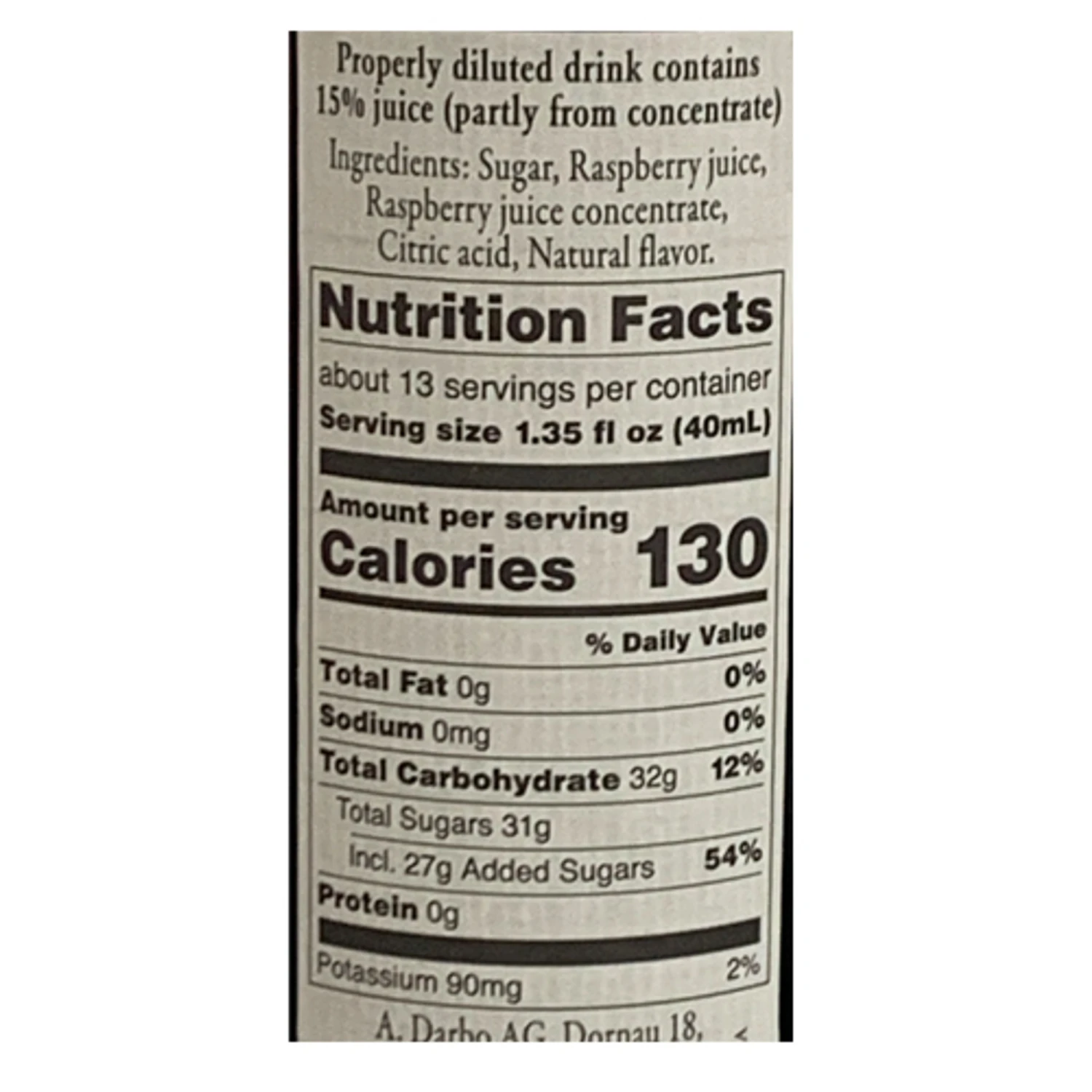 Darbo Austrian Raspberry Syrup 16.9 Fl.oz 5 Darbo Austrian Raspberry Syrup 16.9 Fl.oz - Image 3