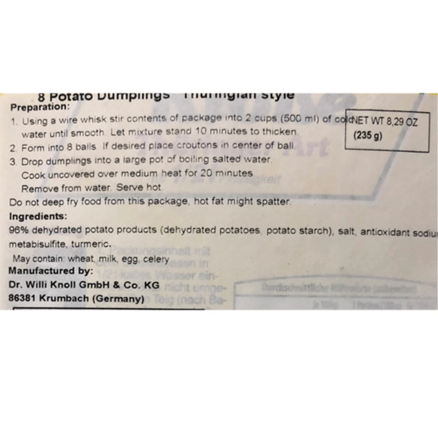 Dr. Knoll Thuringia Coarsely Ground Dumplings 8.3 Oz 4 Dr. Knoll Thuringia Coarsely Ground Dumplings 8.3 Oz - Image 2