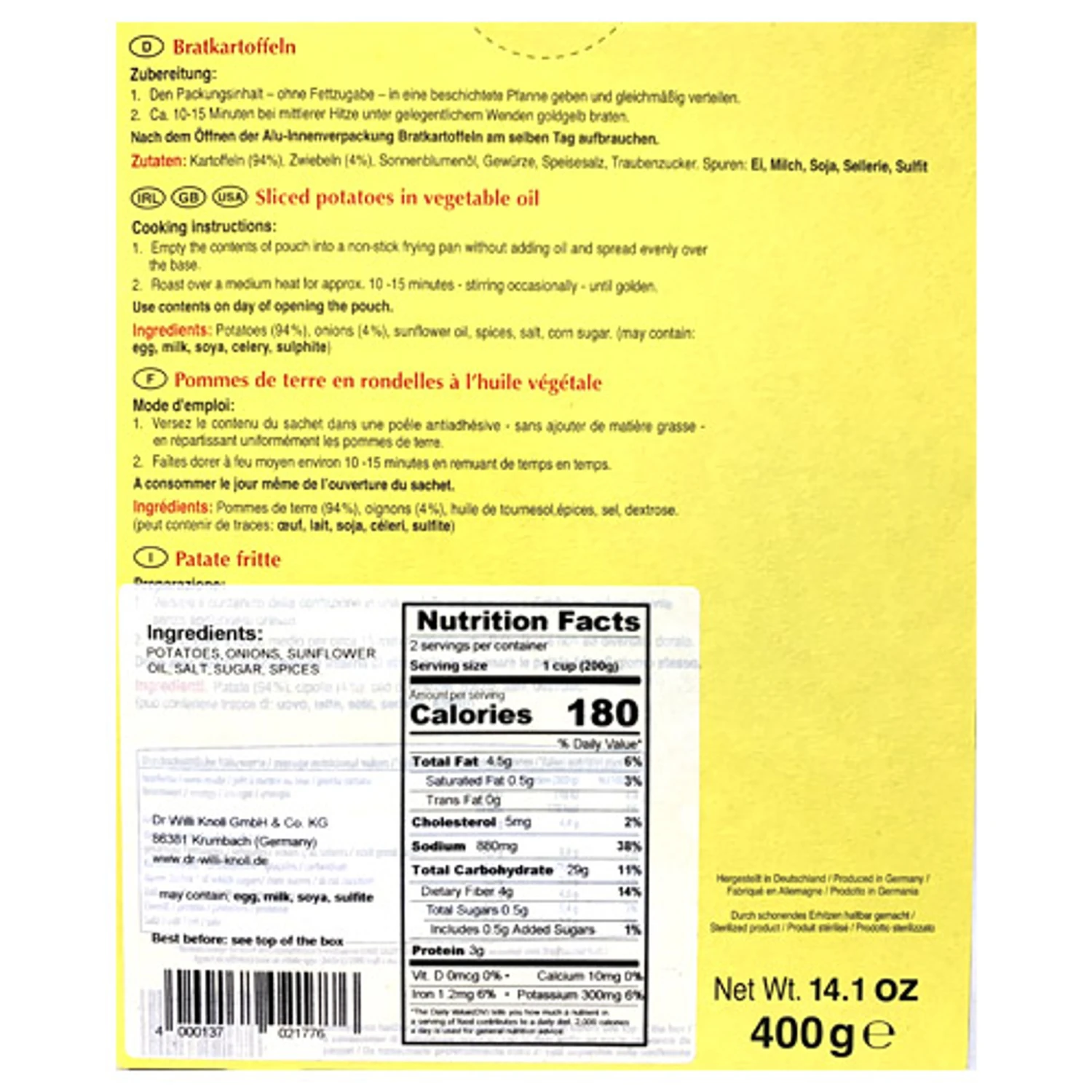 Dr. Knoll Bratkartoffeln German Fried Potatoes, 14.1 Oz. 4 Dr. Knoll Bratkartoffeln German Fried Potatoes, 14.1 Oz. - Image 2