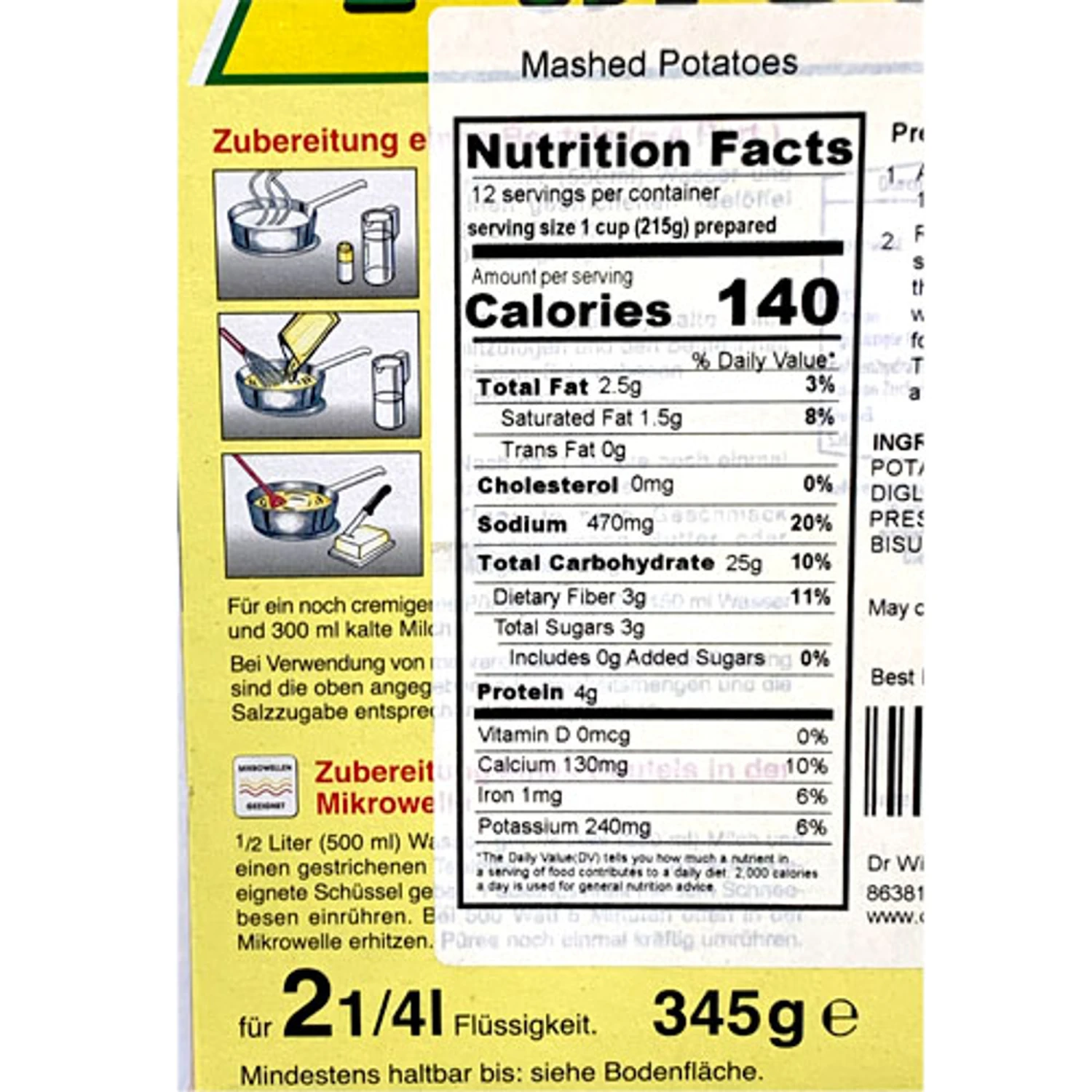 Dr. Knoll Mashed Potato Mix 12 Portions 12.2 Oz. 4 Dr. Knoll Mashed Potato Mix 12 Portions 12.2 Oz. - Image 2