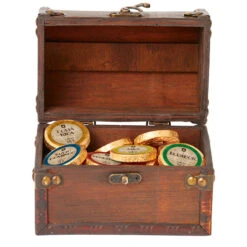 Dreimeister Chocolate Coins In Wood Treasure Chest, 36 Pc.