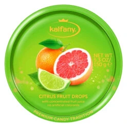 Kalfany Citrus Fruit Flavored Hard Candies Tin, 5.3 Oz