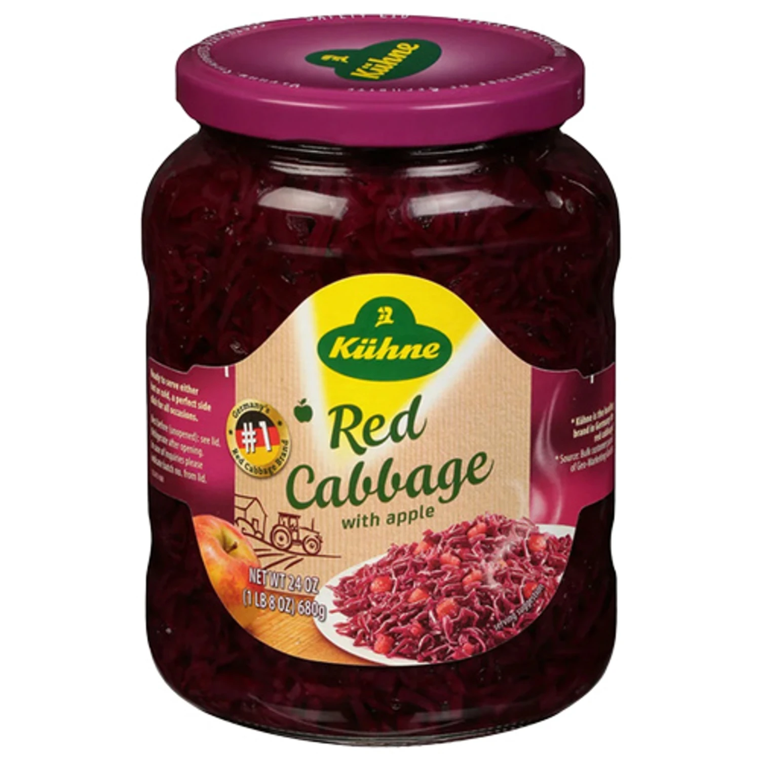 Kuehne Red Cabbage With Apples In Jar - 24 Oz. 3 Kuehne Red Cabbage With Apples In Jar - 24 Oz.