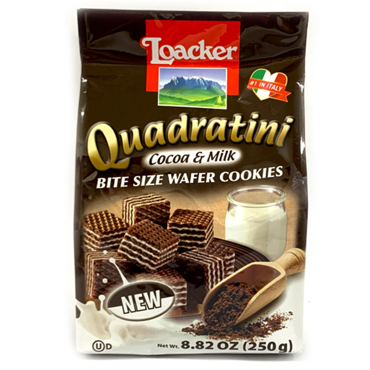 Loacker Cocoa And Milk Cream Wafer Cubes, 8.8 Oz. 3 Loacker Cocoa And Milk Cream Wafer Cubes, 8.8 Oz.