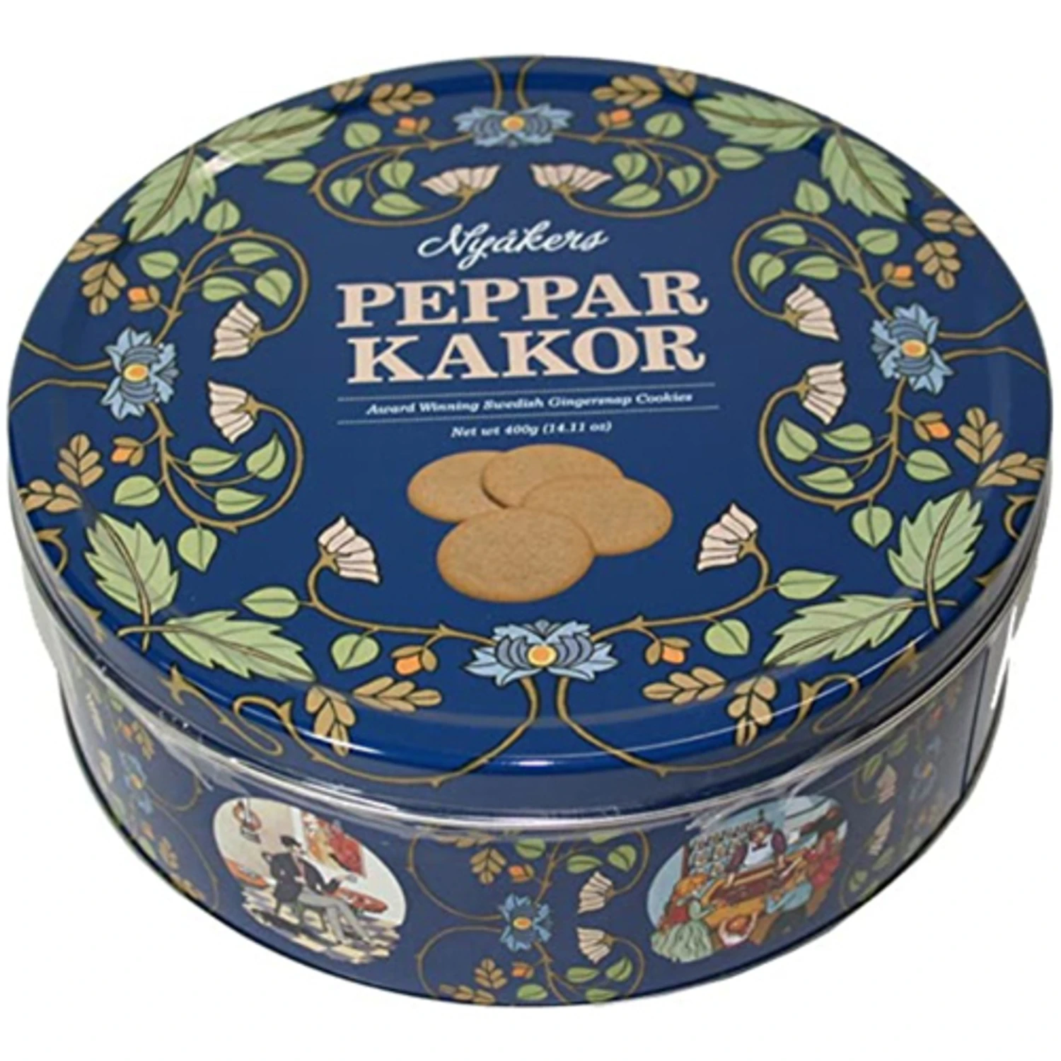 Nyakers Original Swedish Gingersnaps In Blue Decorative Gift Tin, 14.11 Oz 3 Nyakers Original Swedish Gingersnaps In Blue Decorative Gift Tin, 14.11 Oz