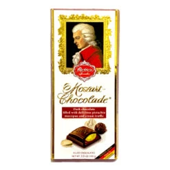 Reber Mozart Dark Chocolate Bar With Marzipan Filling 3.5 Oz.