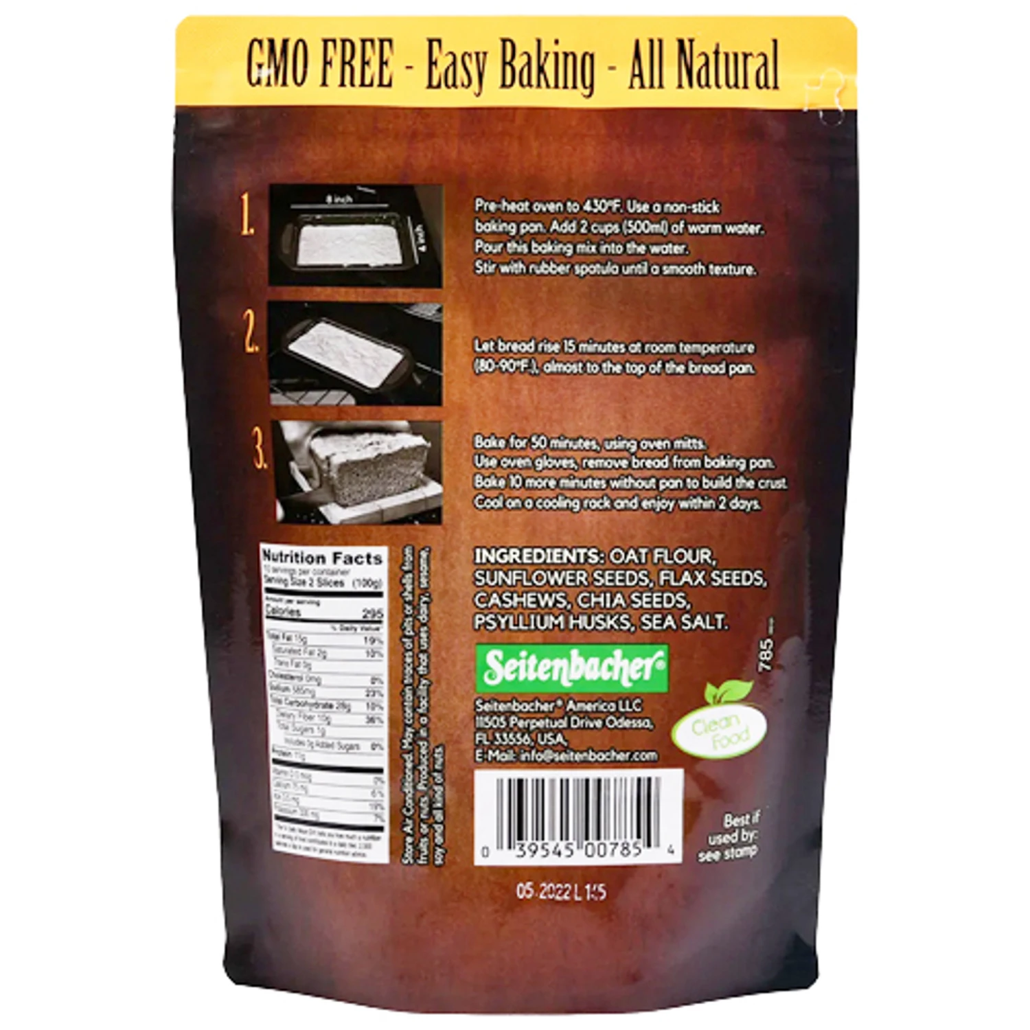 Seitenbacher Gluten Free Multiseed Bread Mix, 1.1 Lbs. 3 Seitenbacher Gluten Free Multiseed Bread Mix, 1.1 Lbs.